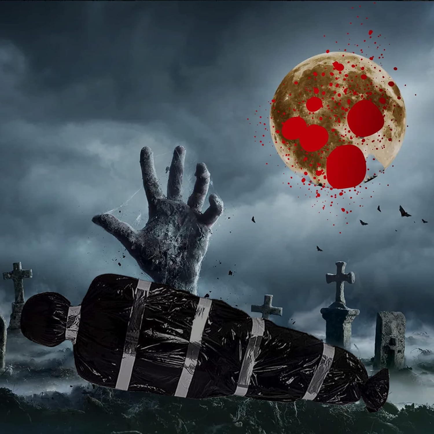 2 piezas de decoraciones de Halloween para víctimas muertas, cadáver inflable aterrador en bolsa, espeluznante accesorio de cuerpo muerto al aire