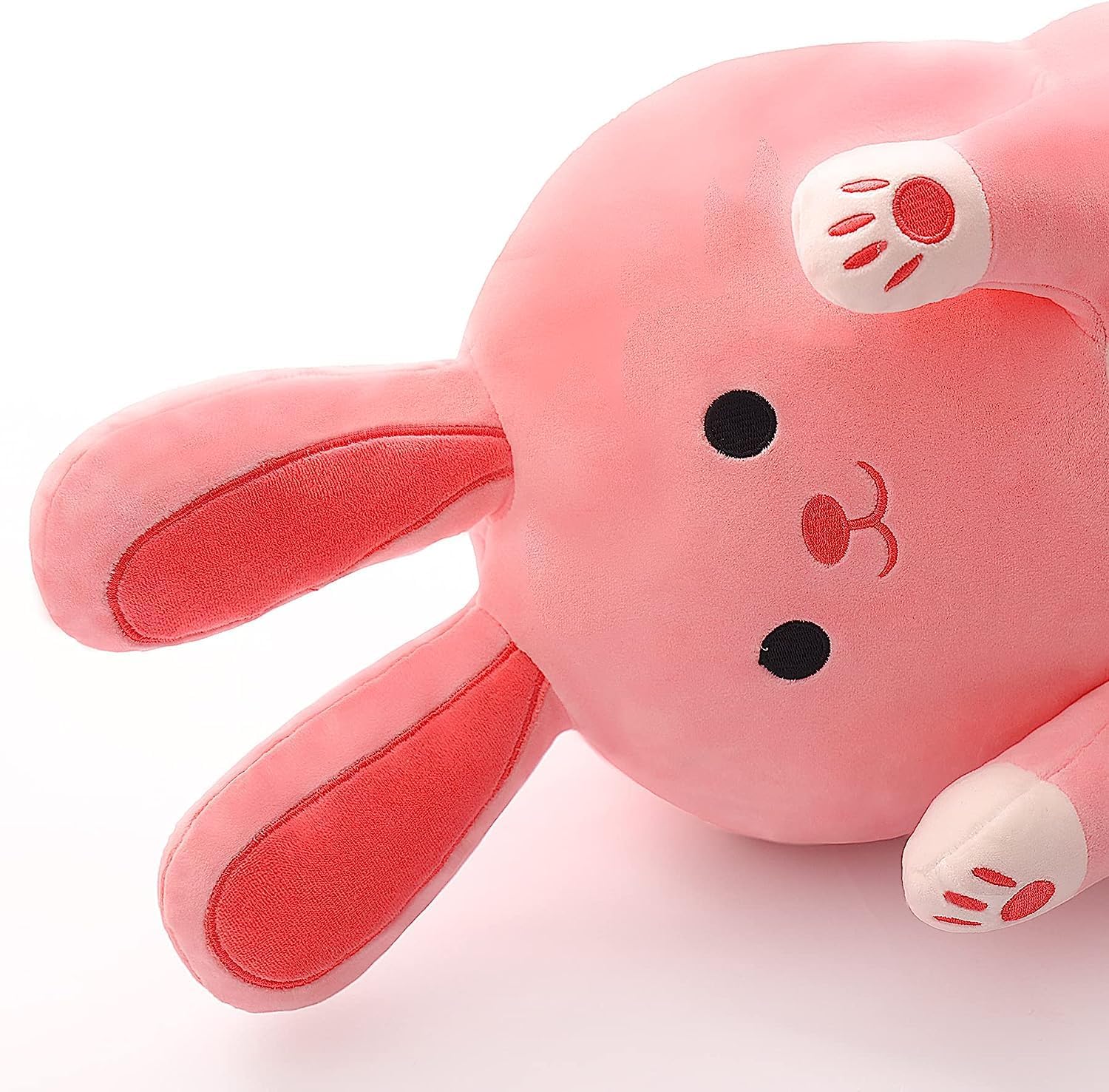 Almohada larga de felpa de conejo, juguete largo y suave de peluche de conejo rosa, almohada para abrazar, regalo para niños (conejo rosa, 19.68