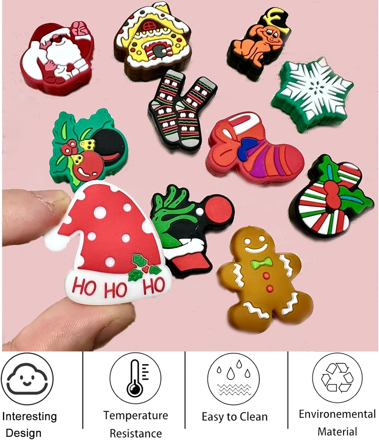 Cuentas focales de silicona de Navidad, cuentas focales de silicona de Navidad para bolígrafos, personajes, cuentas focales de silicona de Navidad