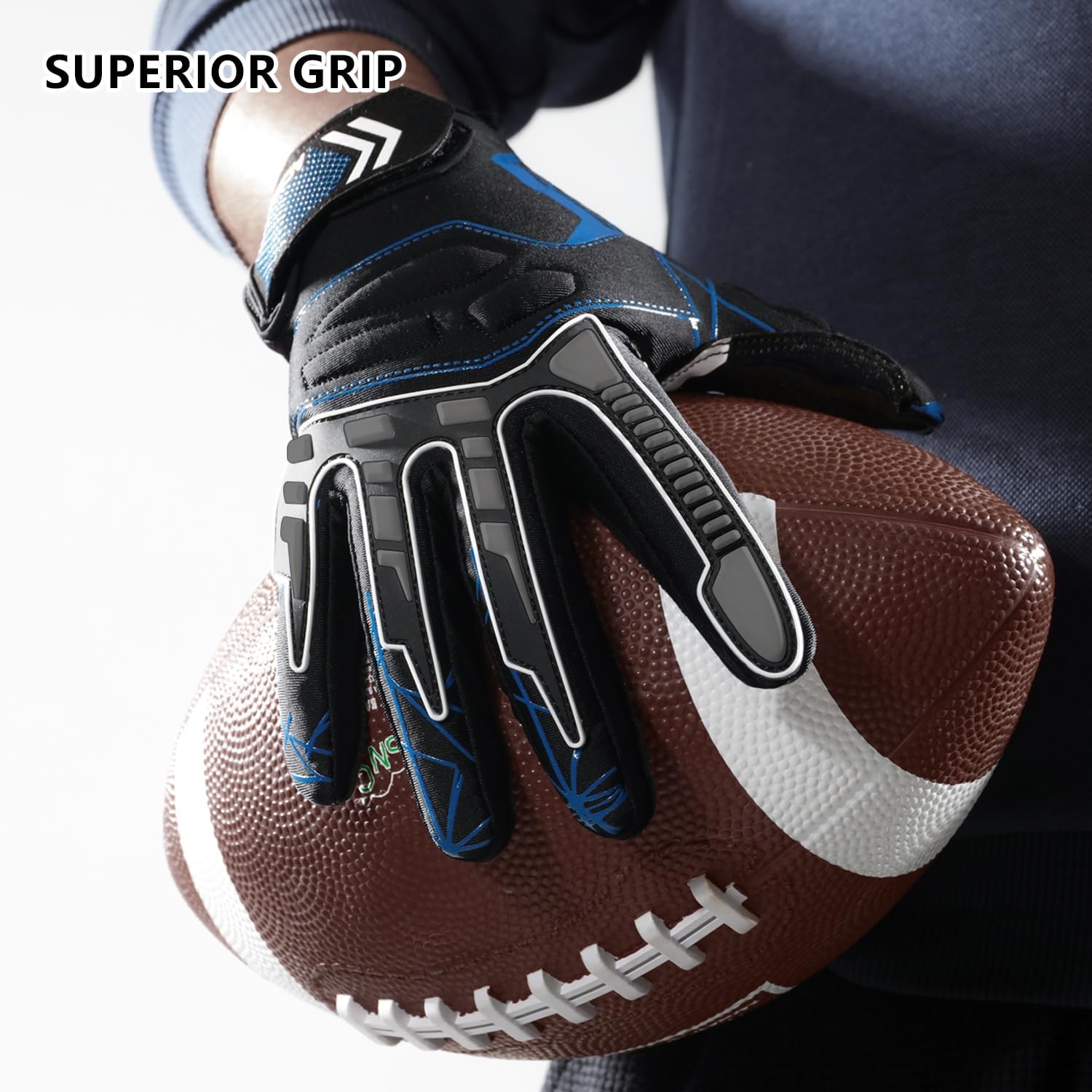 RID CHEN Guantes de fútbol y receptores de fútbol para adultos, guantes de fútbol para adultos con agarre pegajoso, guantes de fútbol ajustados para