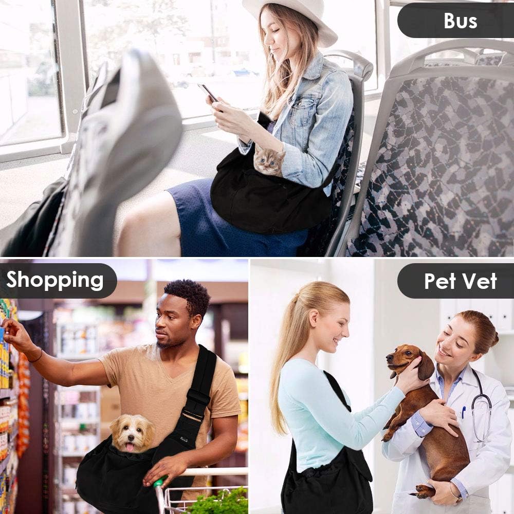 Lukovee Transportador para perros, soporte inferior duro y correa acolchada ajustable suave para perros pequeños, bolso para perro con abertura de