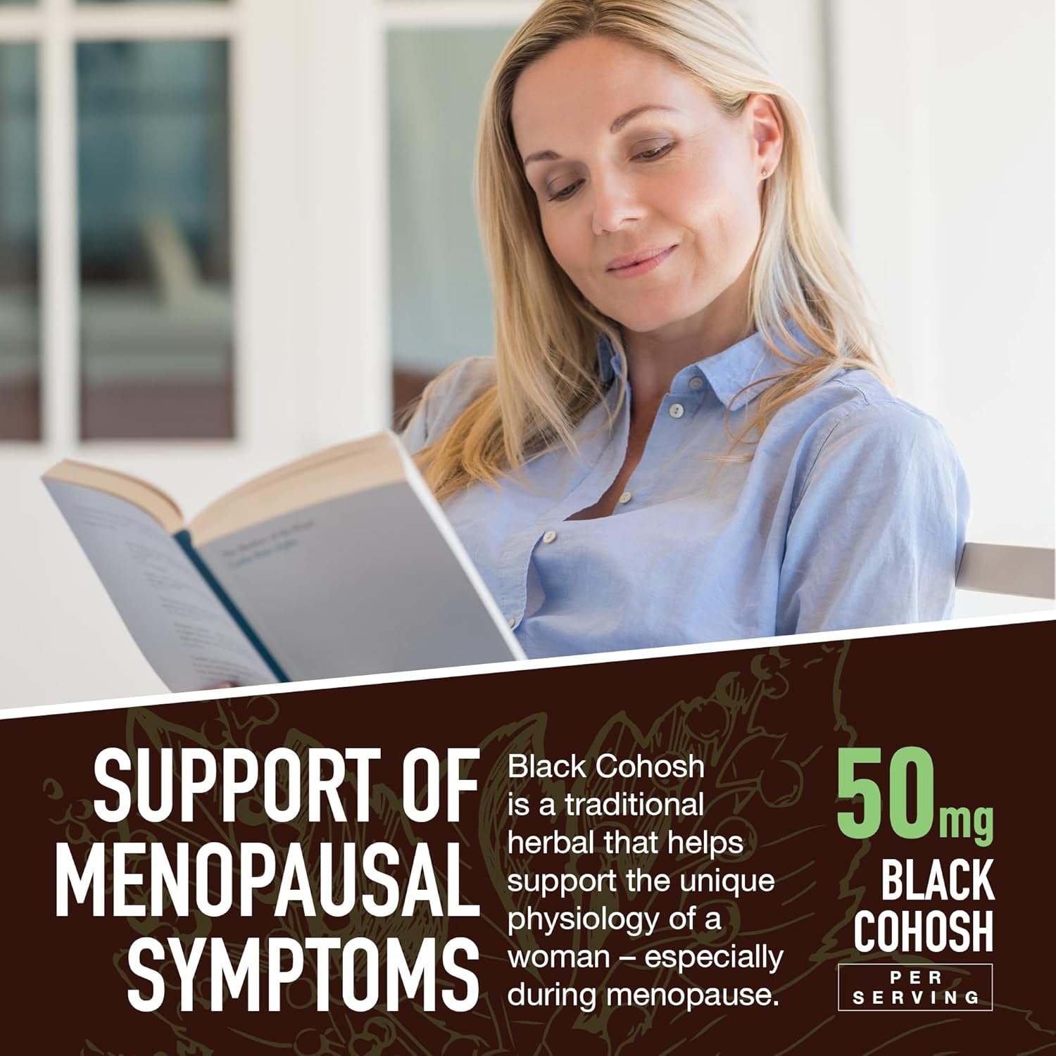 Strong Earth – Raíz de cohosh negro de 50 mg  Gomitas de cohosh negro (60 unidades) suplementos de extracto natural para la menopausia para mujeres,