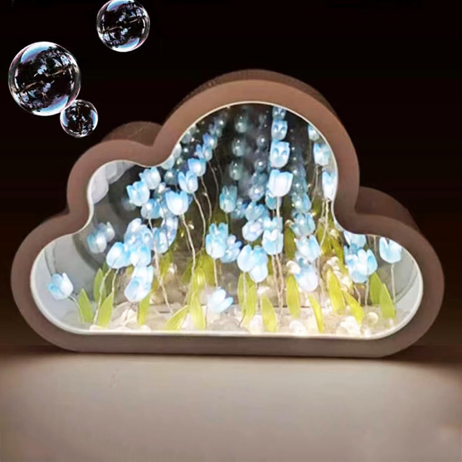Yinhamnl Lámpara de nube de tulipanes de 20 flores, espejo de nube de tulipán, luces nocturnas para dormitorio, regalo creativo para adolescentes,