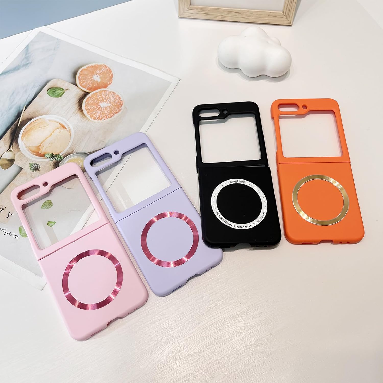 ZIYE Funda para Samsung Galaxy Z Flip 5 compatible con MagSafe Funda rígida de PC Galaxy Z Flip 5 para mujeres, hombres y niñas, superficie suave,