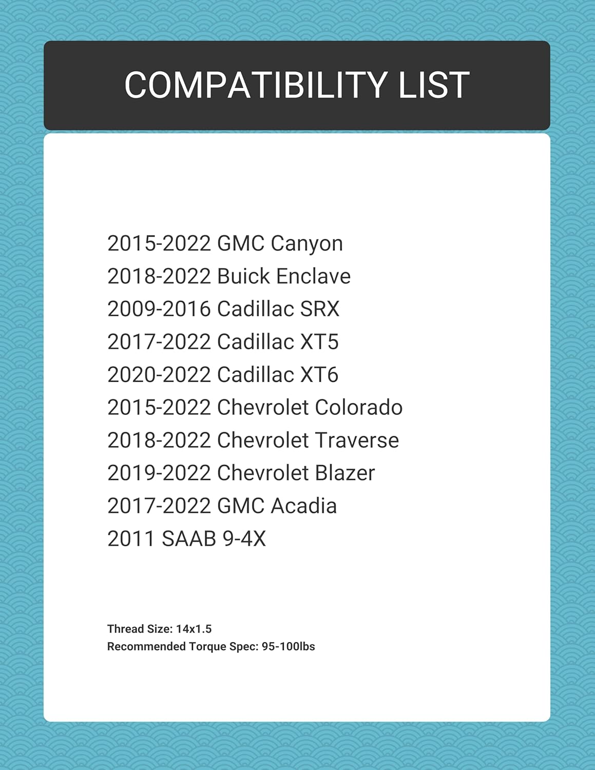 Customadeonly Espaciadores de rueda de 0.394 in 6 x 120 para Colorado Traverse Blazer, compatible con Cadillac SRX XT5 XT6, Enclave, Canyon Acadia,