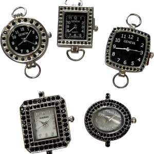 NIMI Juego de 5 piezas de diamantes de imitación brillante y elegante reloj para abalorios y fabricación de joyas (negro) NIMI Juego de 5 piezas de diamantes de imitación brillante y elegante reloj para abalorios y fabricación de joyas (negro)