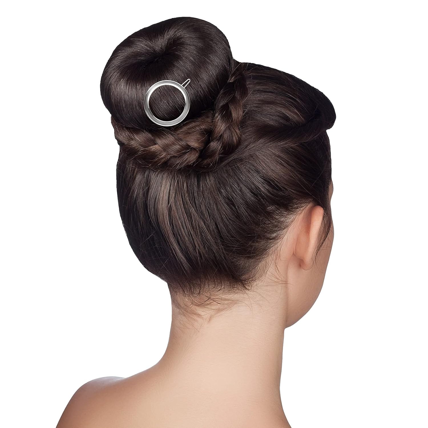 PAGOW 4 pinzas minimalistas para el cabello para mujer, aros huecos dorados y plateados, círculos redondos, geométricos, de metal, delicados,