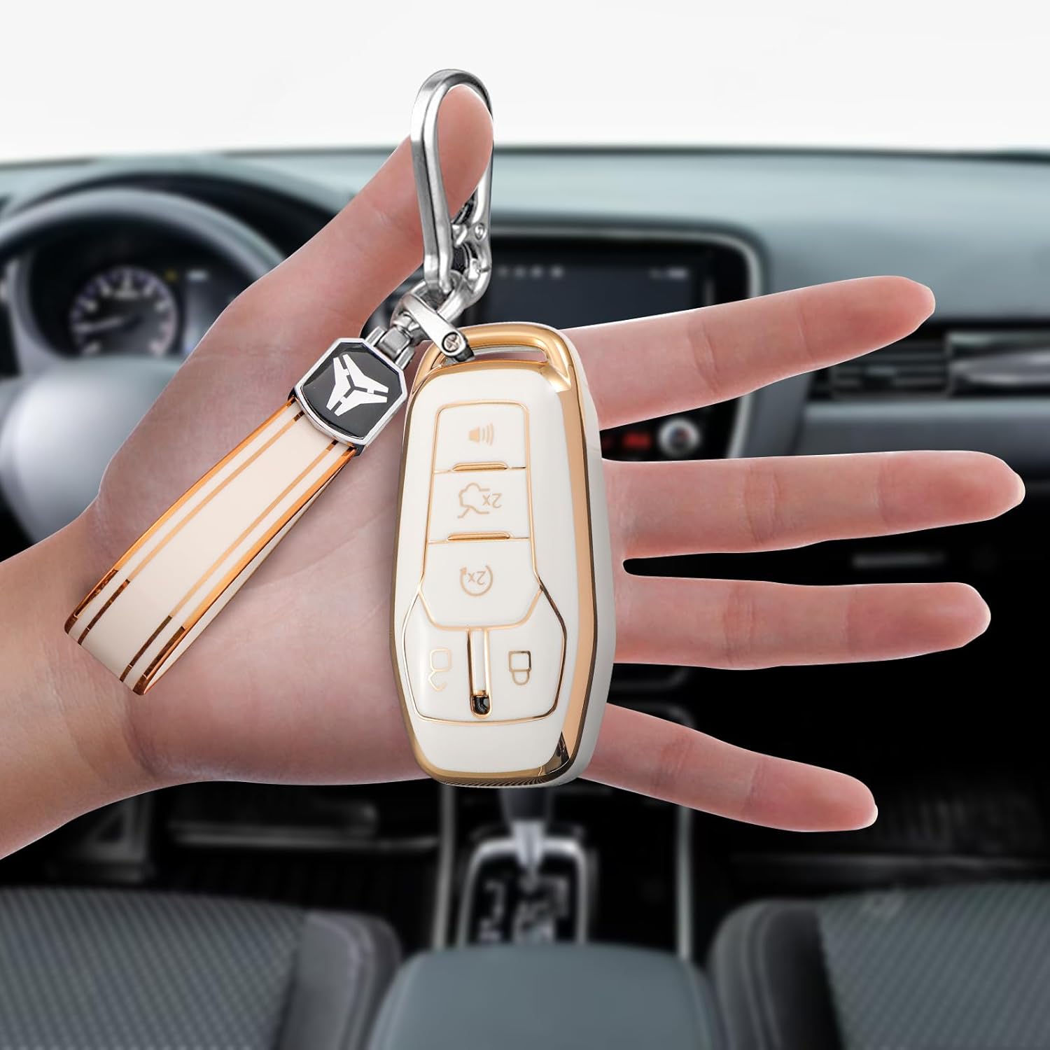 T&T GADGETS Funda para llavero Ford con llavero compatible con Ford Fusion Edge Mustang F150 F250 F350 F450 F550 Explorer