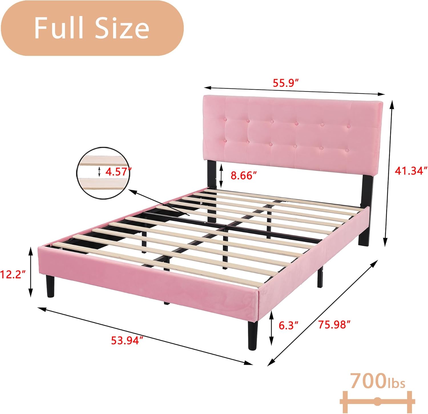 alazyhome Base de cama tapizada de tamaño matrimonial con cabecero de terciopelo capitoné con botones, soporte de listones de madera, fácil montaje,