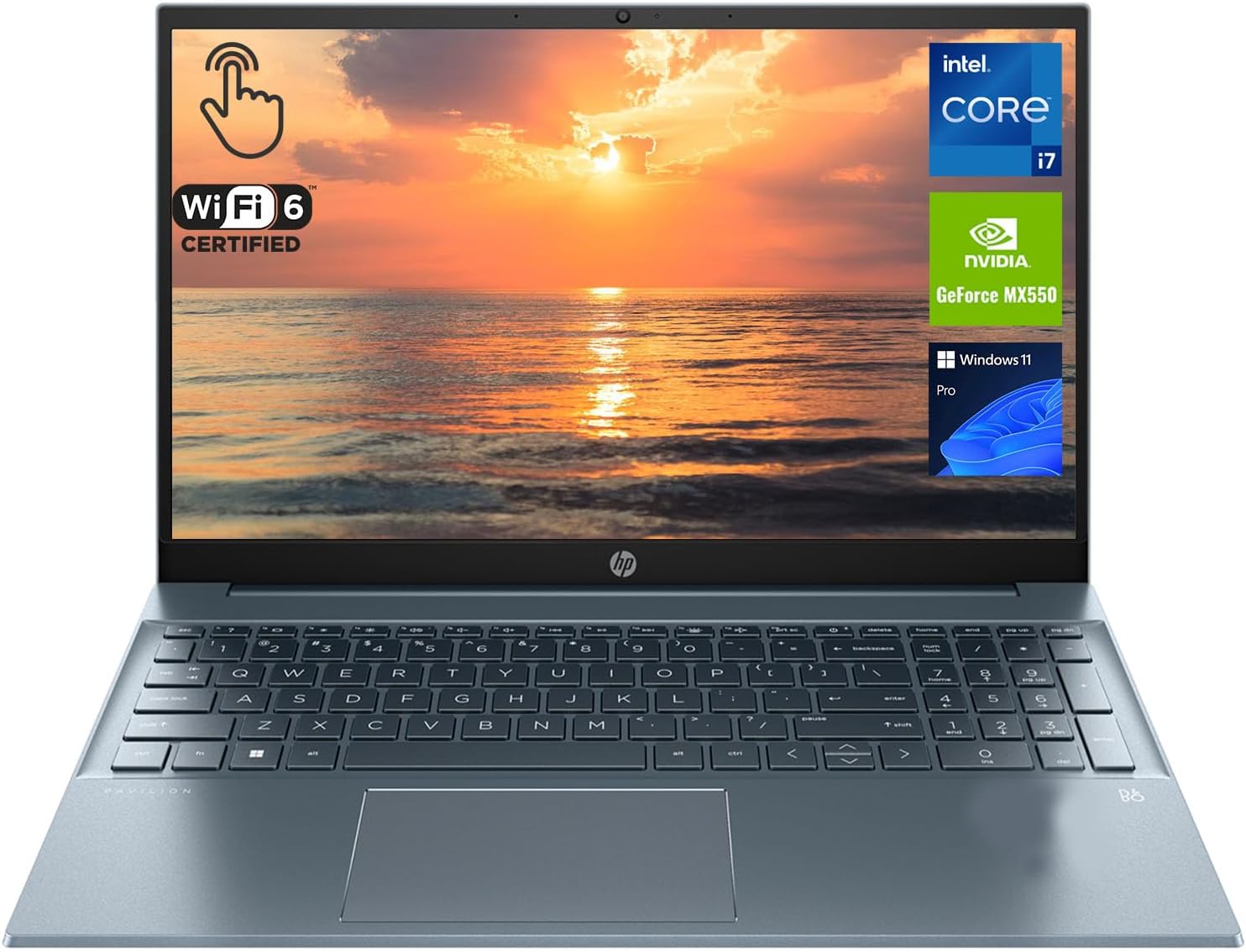 HP Pavilion – Laptop de negocios, pantalla táctil FHD de 15.6 pulgadas, procesador Intel Core i7-1355U, NVIDIA GeForce MX550, 32 GB de RAM, SSD de 1