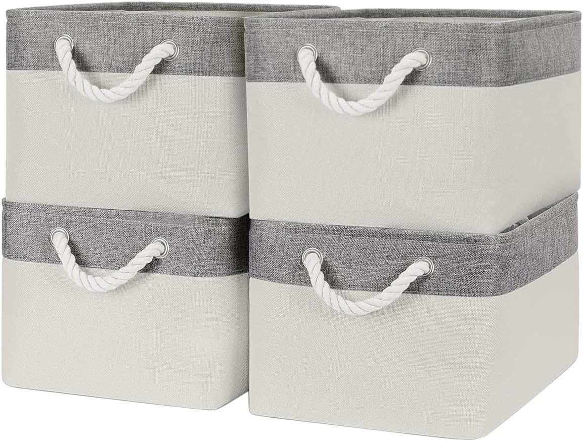 Sacyic Cesta de organización y almacenamiento para organizar, paquete de 4 cubos grandes de almacenamiento de tela de 16 x 12 x 8 pulgadas, canastas