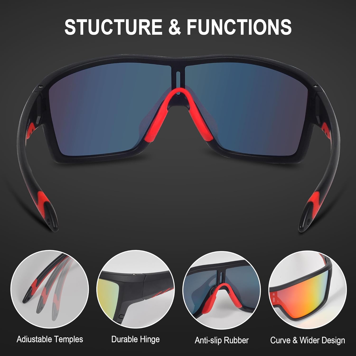 OYS VISION Gafas de sol de ciclismo para hombres y mujeres, deportes al aire libre, correr, ciclismo, pesca, conducción