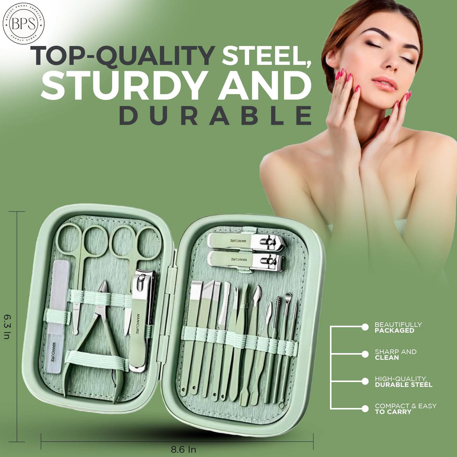 Kit de cortauñas de acero inoxidable para hombres y mujeres  Juego de cortauñas profesional 18 en 1  Kit de aseo de uñas  Juego de manicura para