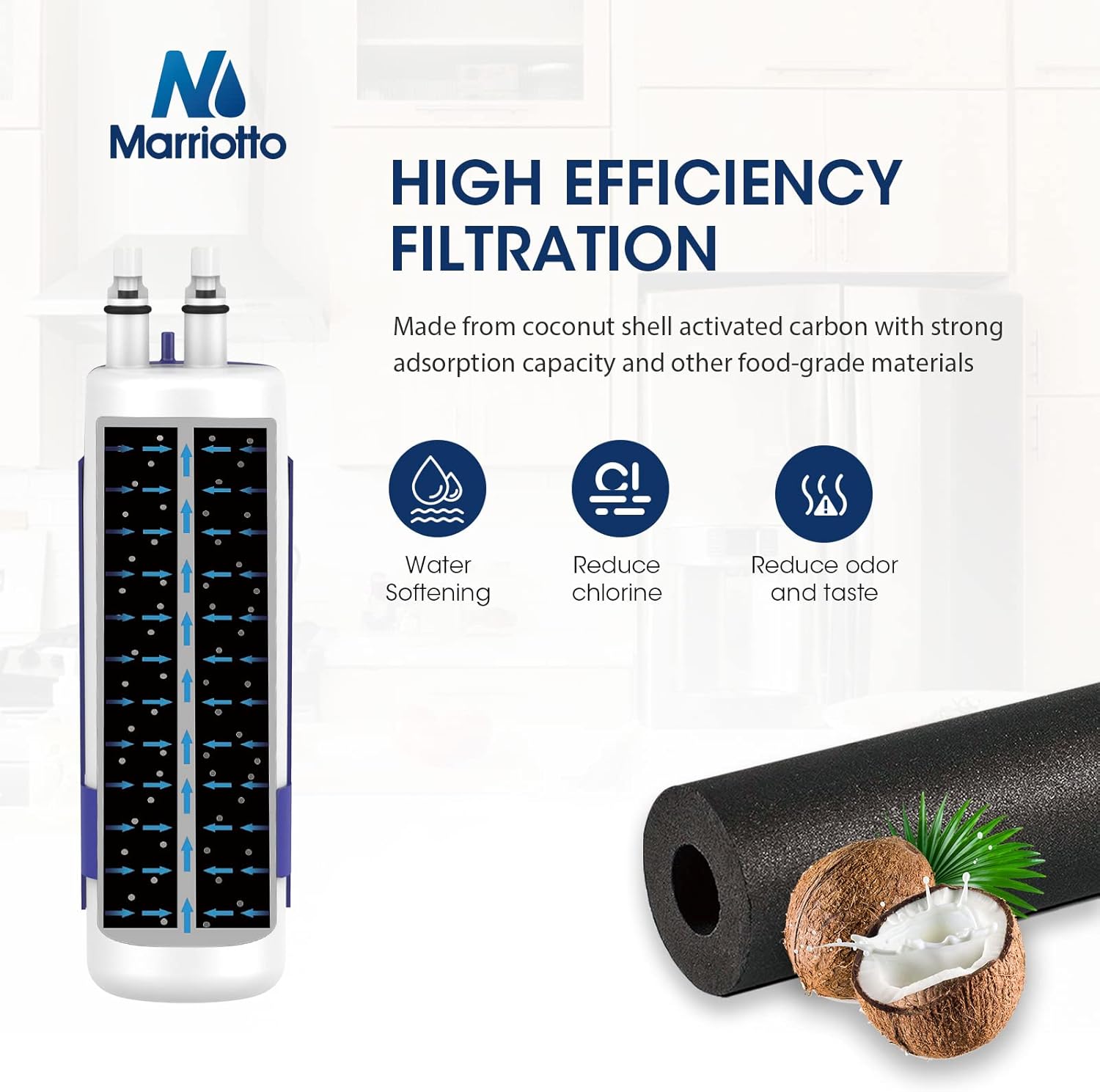 MARRIOTTO Filtro de agua para refrigerador MRW1 compatible con Whirlpool W10295370A, EDR1RXD1, filtro 1, W10295370, P4RFWB, P8RFWB2L, 46-9930,
