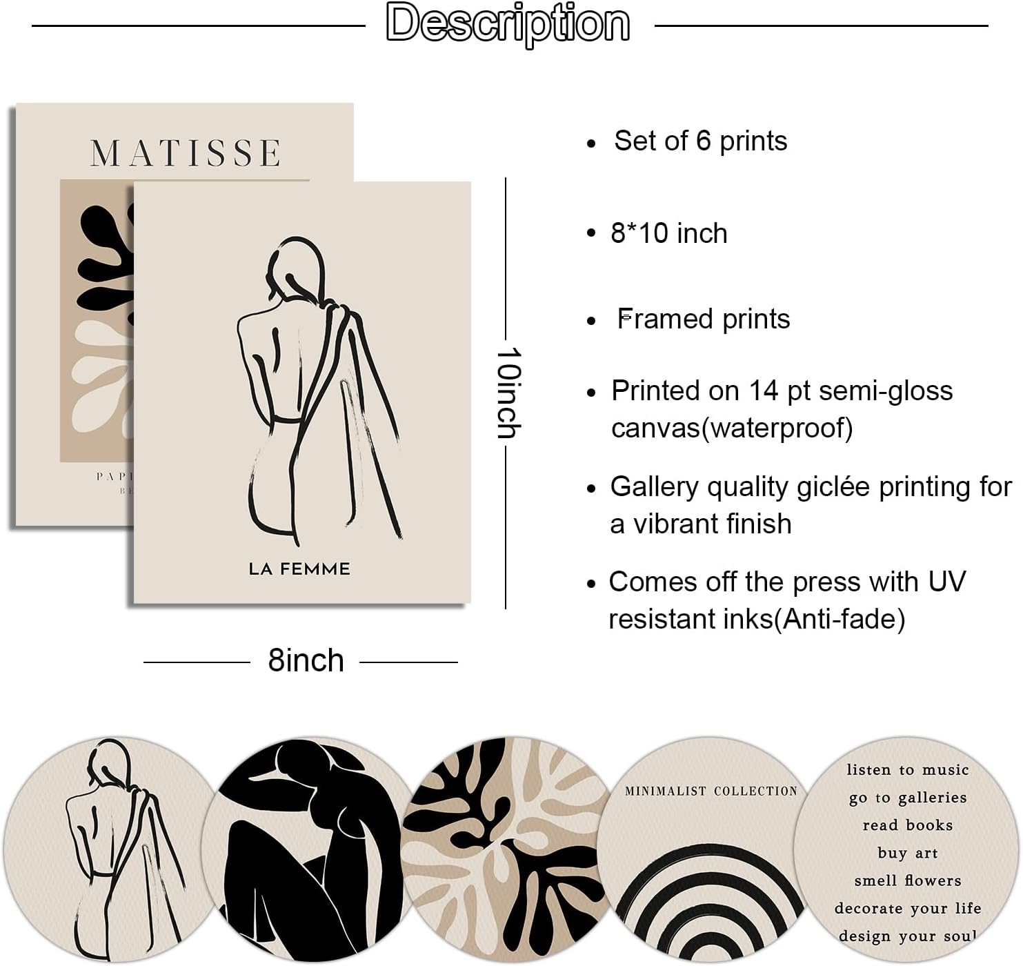 Matisse – Pósteres para estética de habitación, póster abstracto minimalista de pared, impresiones artísticas de pared de Matisse, carteles de