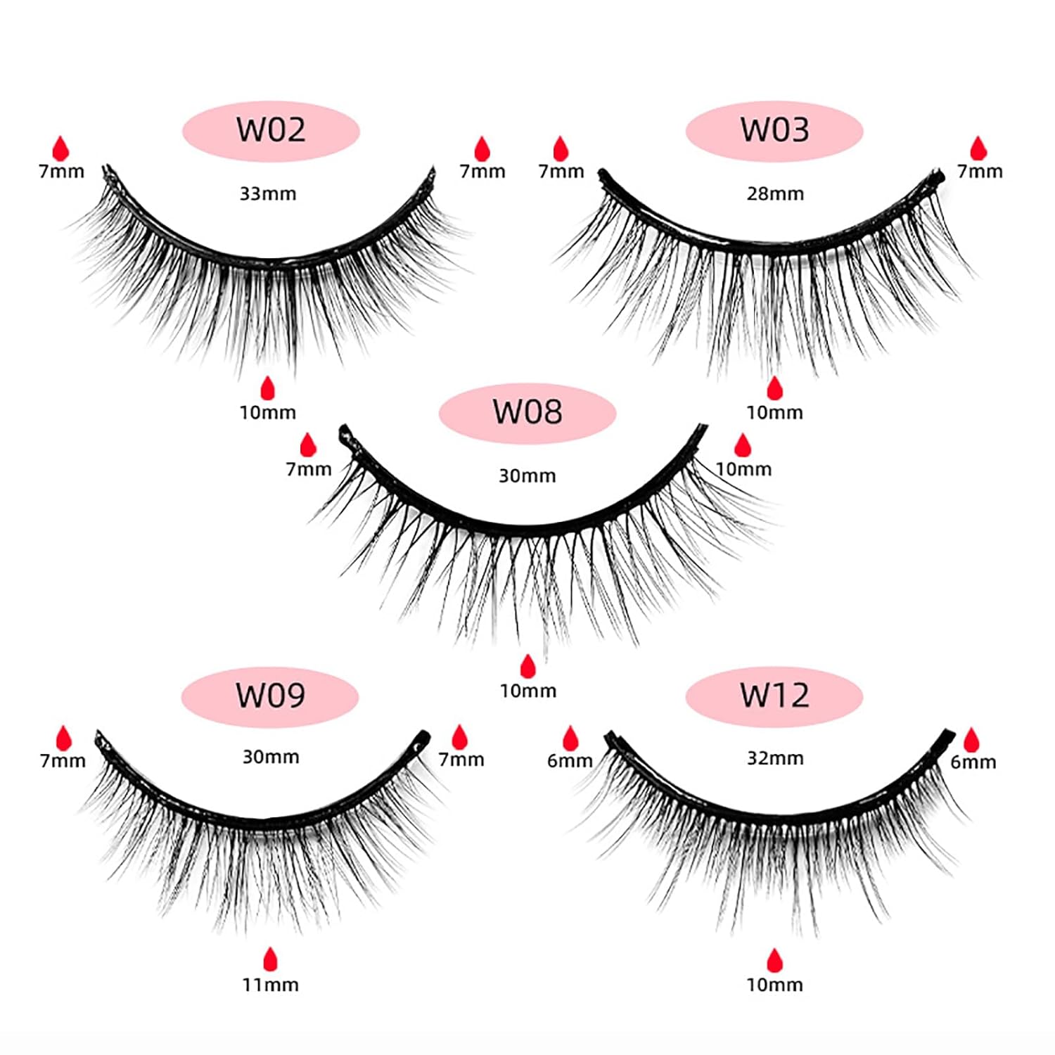 Pestañas autoadhesivas, pestañas postizas impermeables de aspecto natural para maquillaje fácil de poner (W09)
