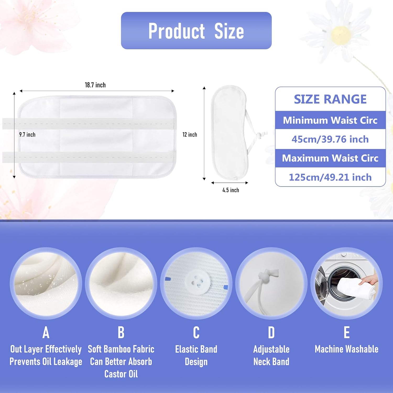 Paquete de aceite de ricino – Kit de aceite de ricino reutilizable, paquete de aceite de ricino orgánico con correa elástica ajustable para