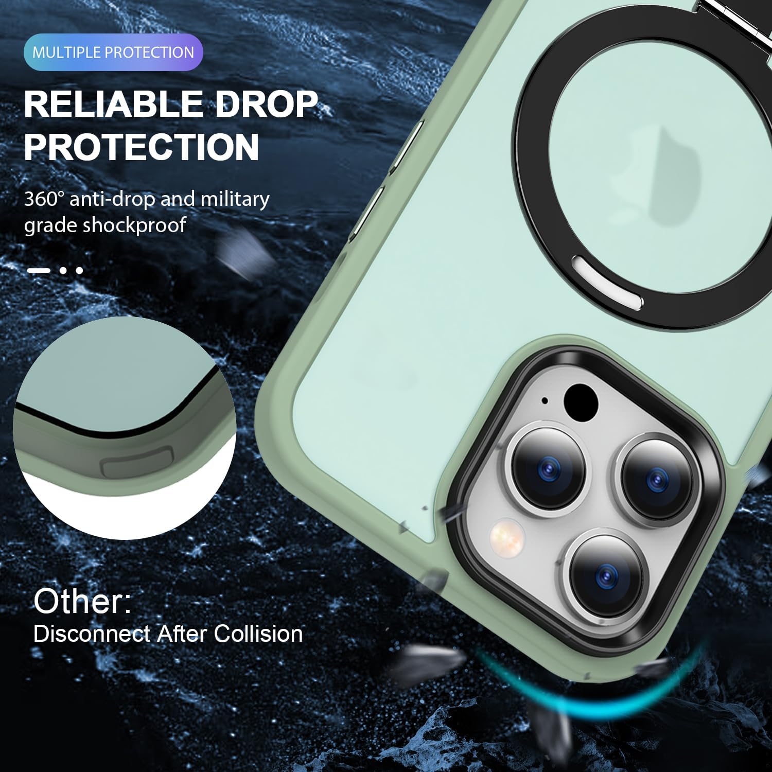 Funda con anillo magnético oficial original para iPhone 15 Pro Max protección militar contra caídas compatible con MagSafe Funda delgada mate