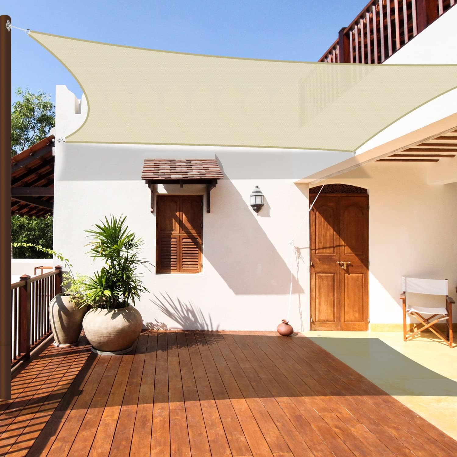 Coarbor Toldo rectangular resistente para exteriores, 22 x 22 pies, color beige