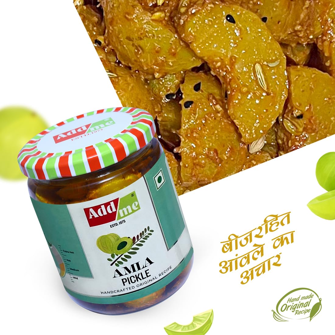 Add me Hecho en casa Amla Pickle sin semillas Amla Ka Achar – 500gm tarro de cristal