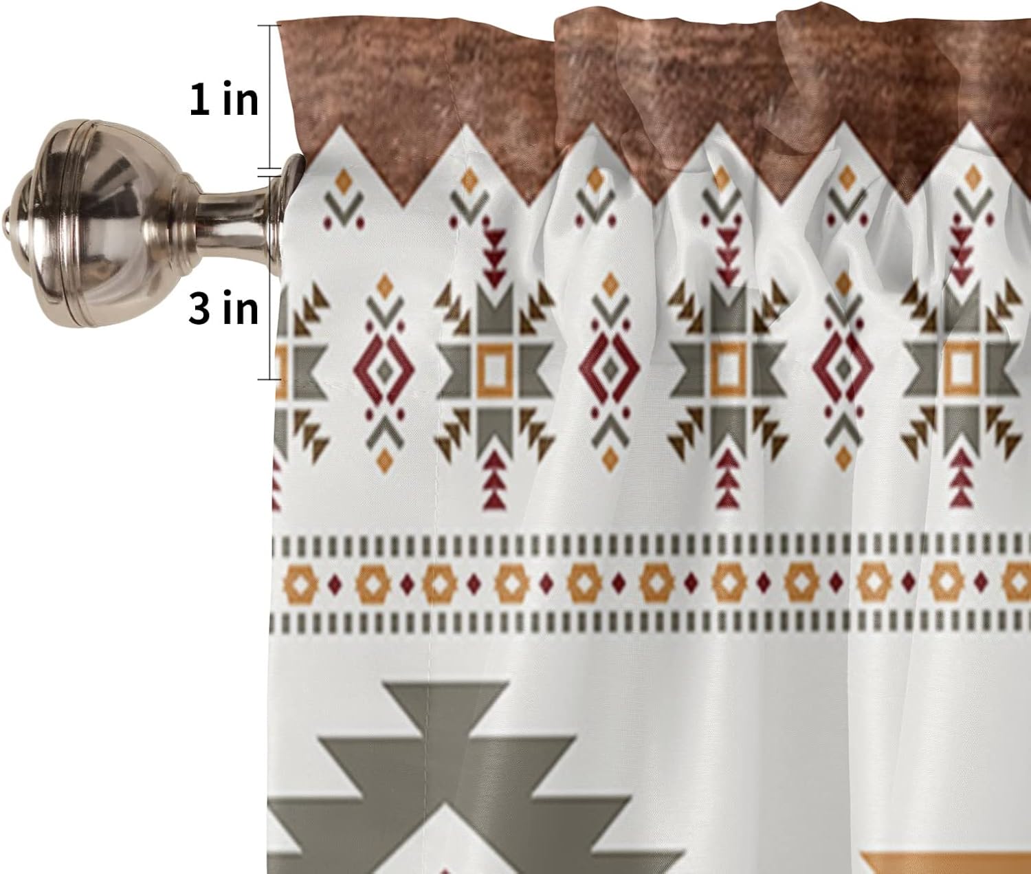 Cenefa de cortina para decoración de ventana de cocina, estilo bohemio de Tribus indígenas en el suroeste de América 54 x 18 pulgadas, cortinas de