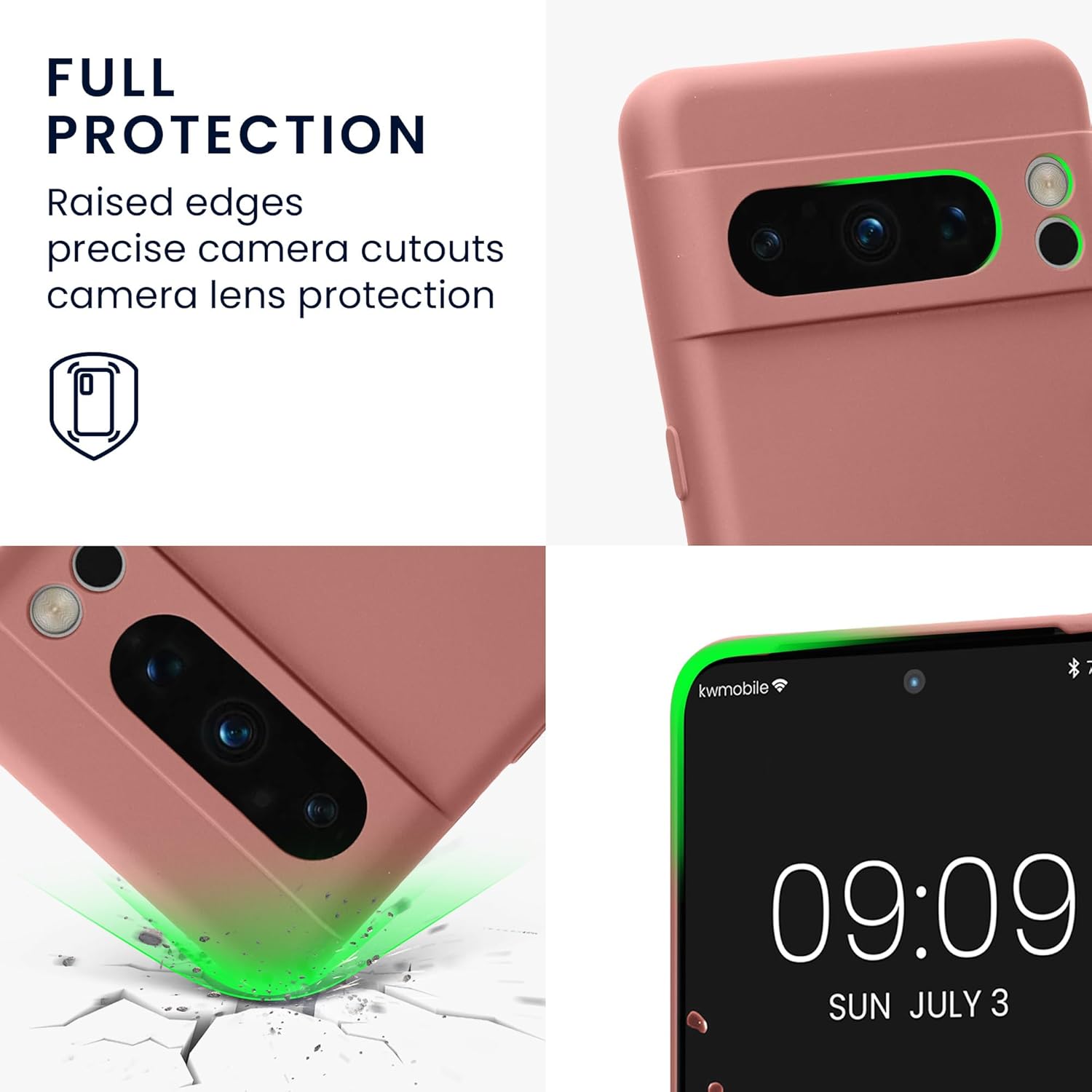 kwmobile Funda compatible con Google Pixel 8 Pro – Funda protectora delgada de TPU con acabado mate suave – Rosa de invierno