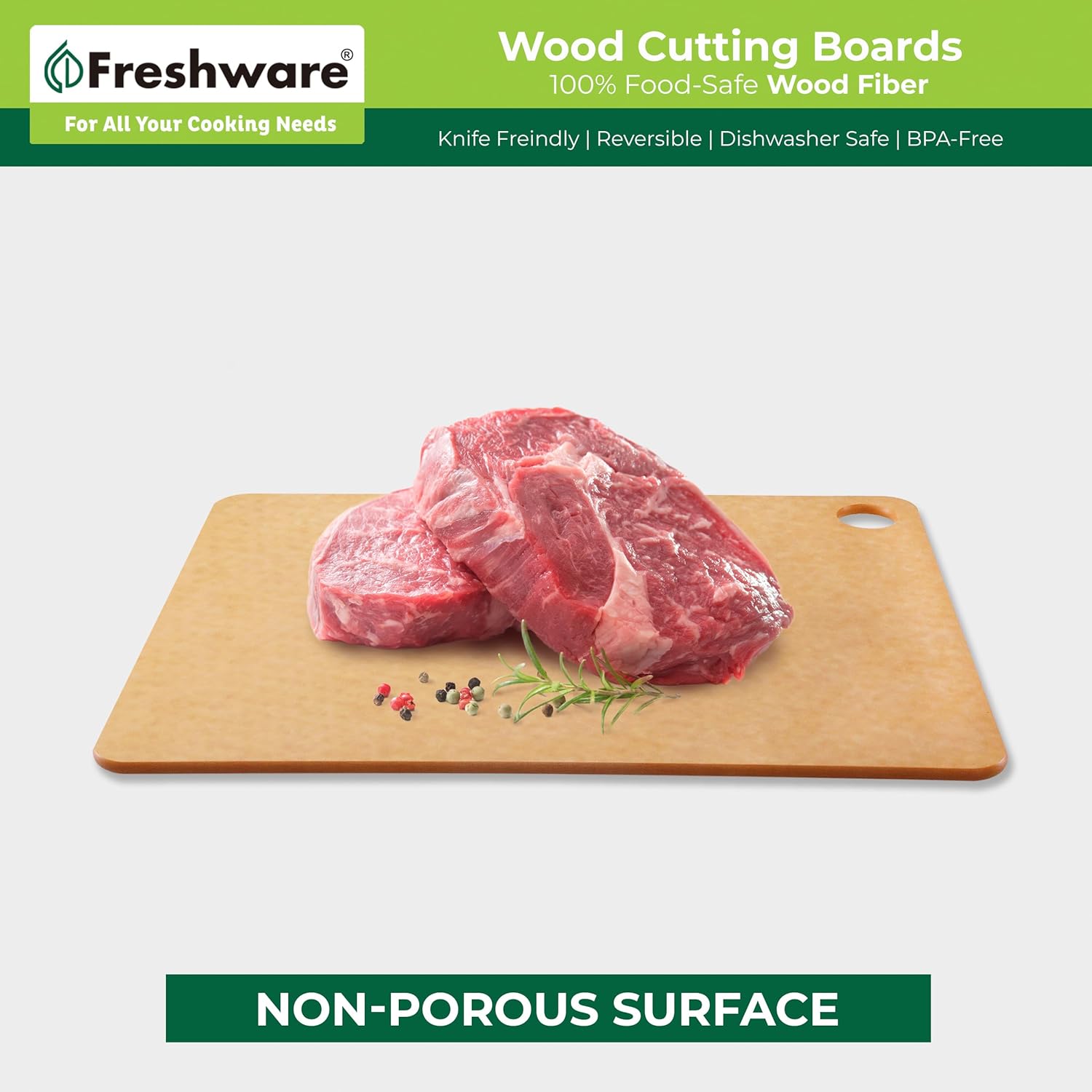 Tablas de cortar de madera para cocina, aptas para lavavajillas, tabla de cortar de madera, fibra de madera de primera calidad, no porosa,