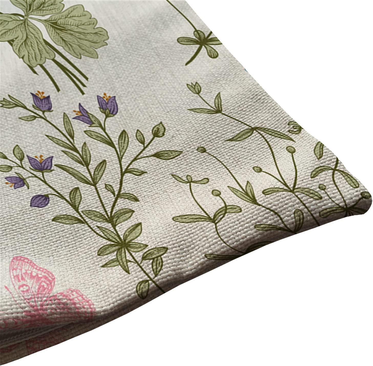 Funda de cojín decorativa de lino y algodón botánico con plantas de jardín vintage con hierbas, flores, para sofá, cama, 12 x 20 pulgadas