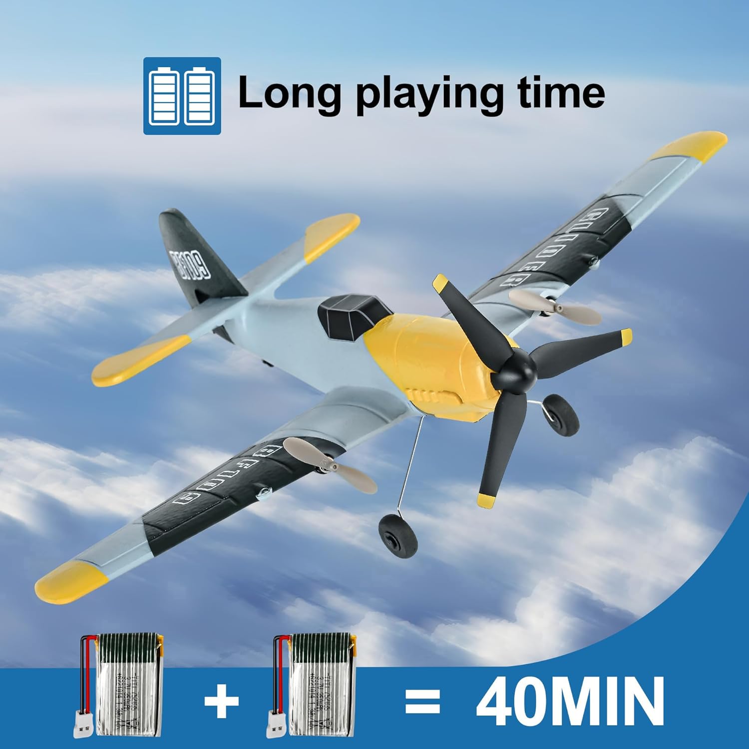Avión RC BF-109 de 3 canales, 2.4 GHz, estabilizador de giroscopio de 6 ejes RTF, avión planeador o principiantes adultos niños con sistema de
