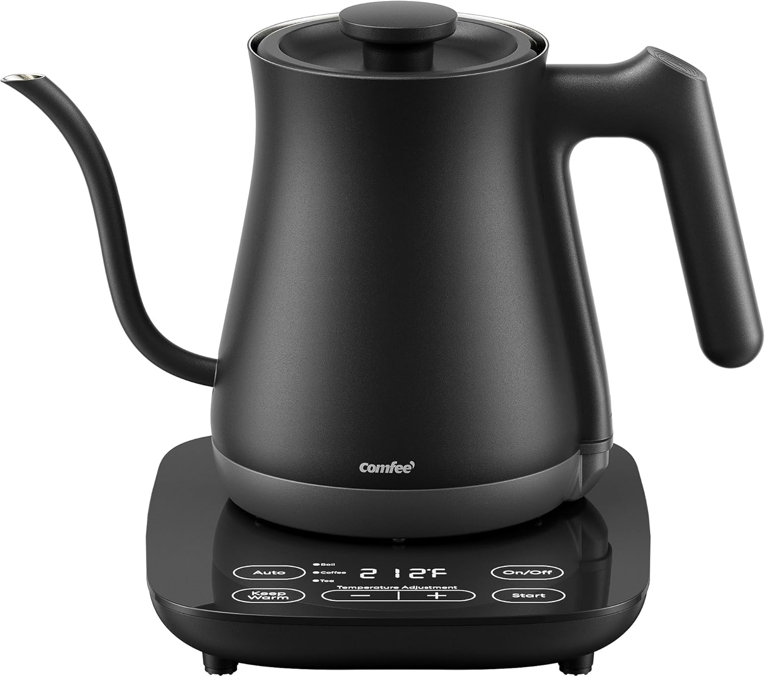 COMFEE’ Hervidor eléctrico de cuello de cisne con control de temperatura, 3 ajustes preestablecidos variables, 100% acero inoxidable, 1500 W,
