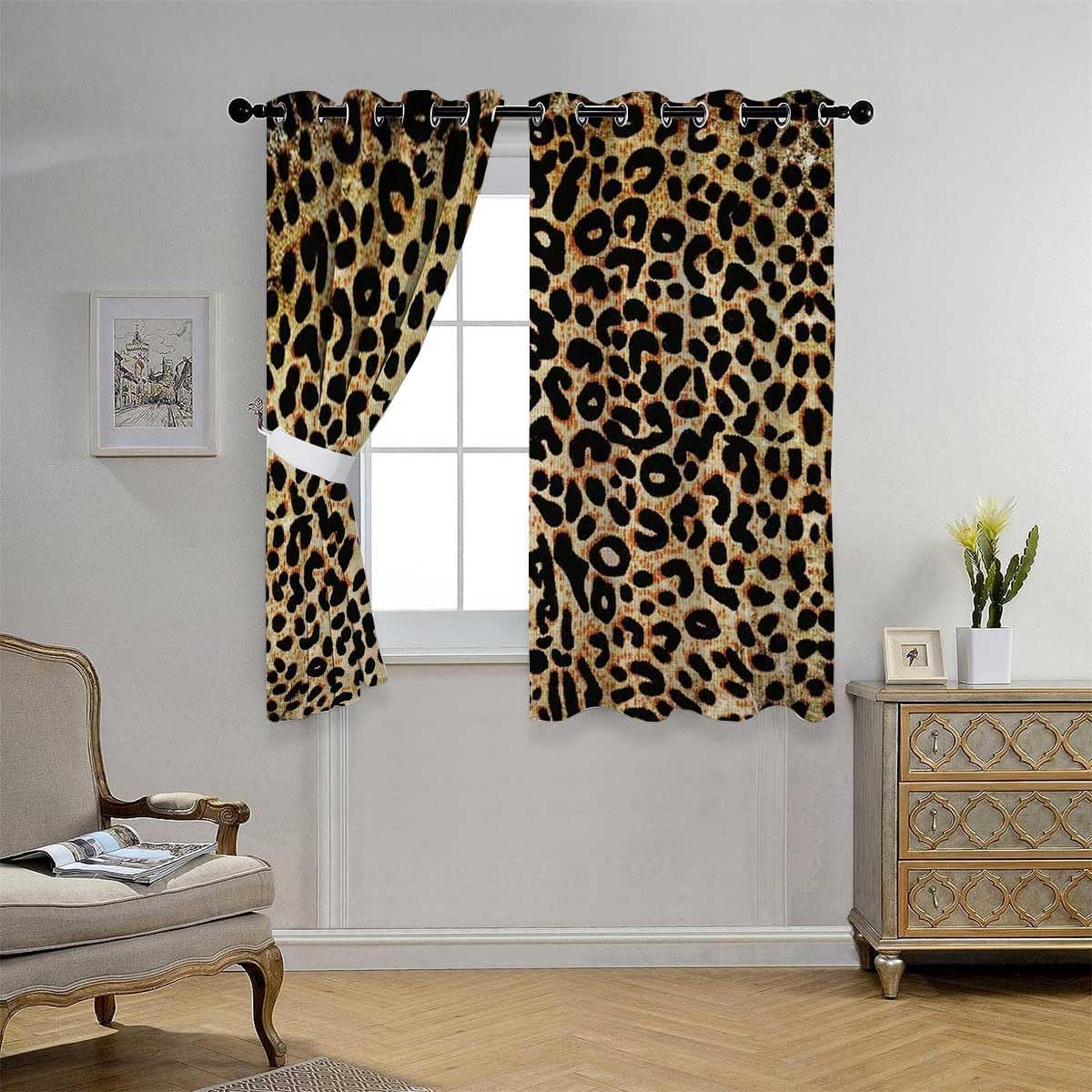 YANFENQI Cortinas para Habitacion Colorful Leopard Print Texture Closet Door Curtain Acoustic Blanket 63Inch Width by 63Inch Length,2 Panels