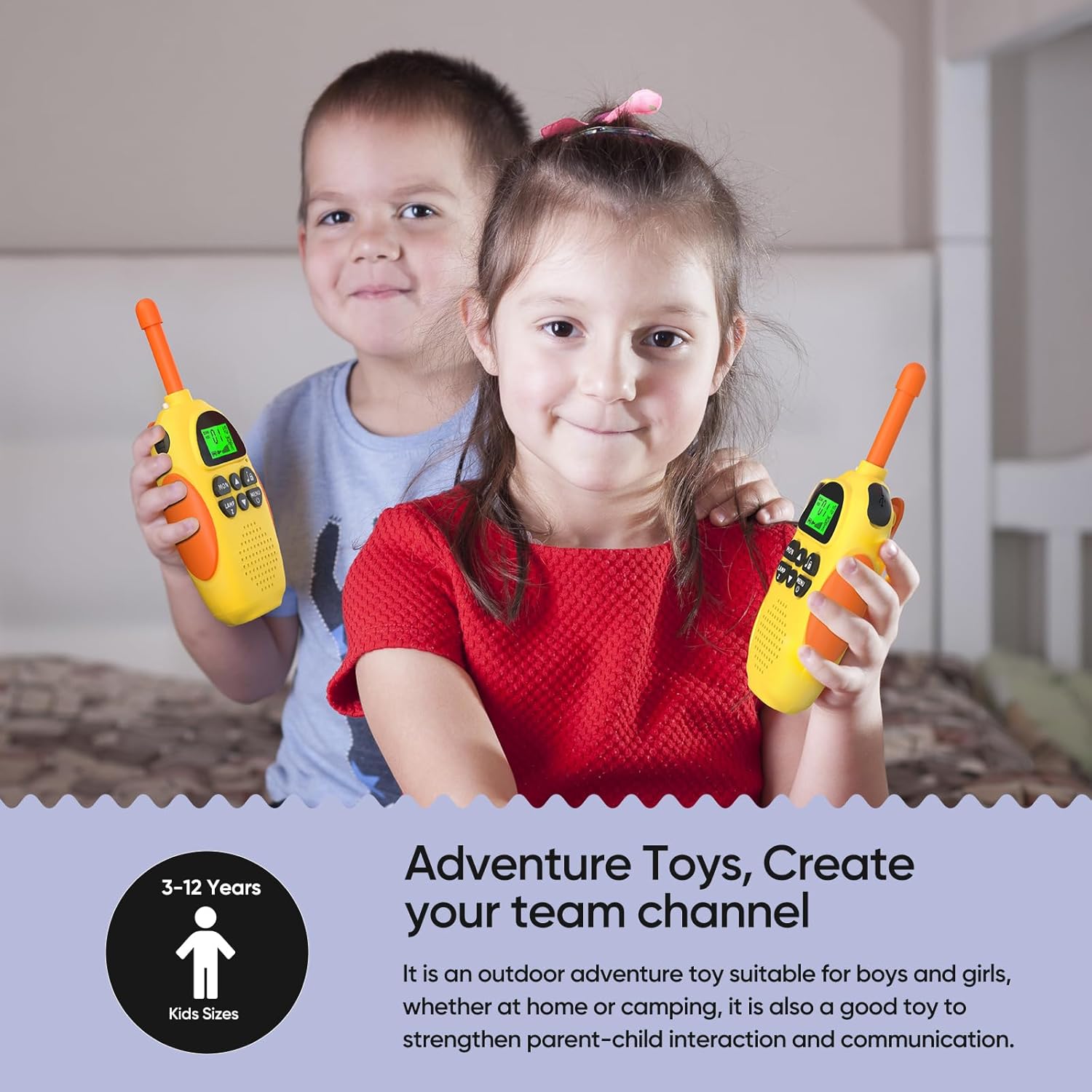 Walkie Talkies para niños, paquete de 2 walkie talkies recargables para niños, regalo para niños de 3 a 12 años, 22 canales de radio de 2 vías para