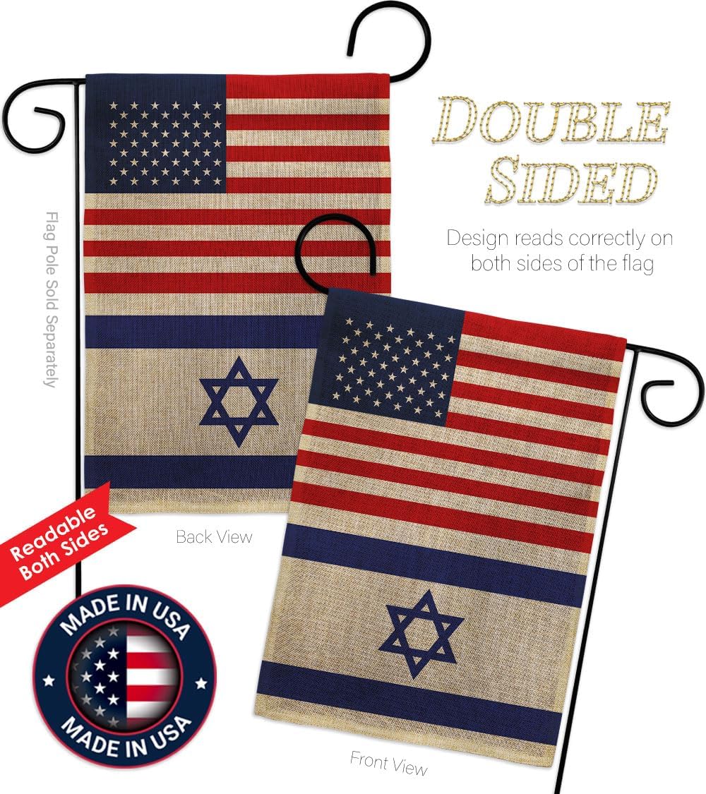 Americana Home & Garden Bandera israelí de Israel de Estados Unidos para exteriores, paquete de pancartas para jardín, pared al aire libre, puerta,