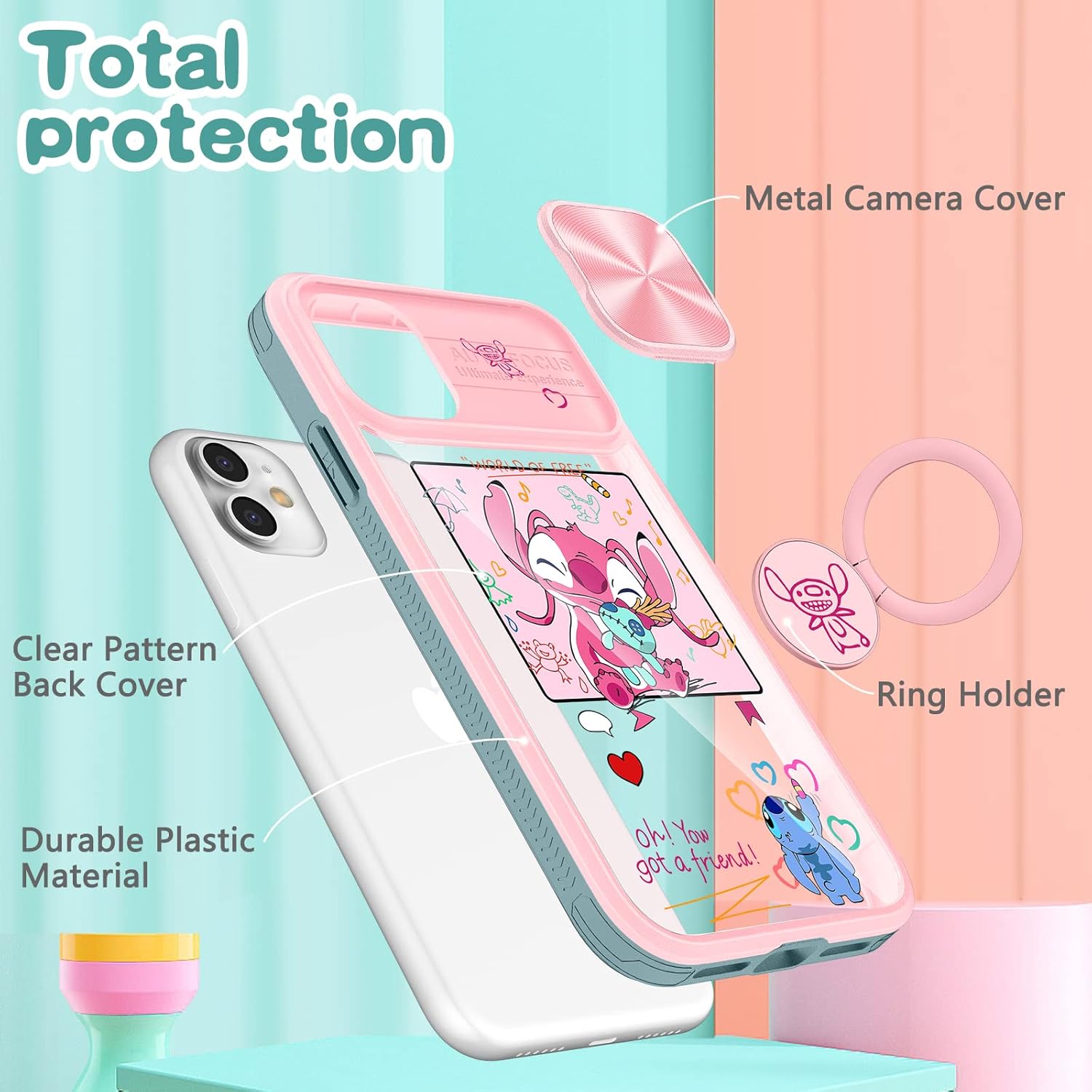 Joyleop Funda 2 en 1 para iPhone 11 con diseño de dibujos animados para niñas, mujeres, adolescentes y niños, diseño de patrón con cubierta
