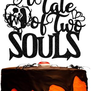 Decoración para tartas con purpurina negra “A Tale of Two Souls”, “Till DeathTill Death Do Us PartyAbout Damn Time”, decoración temática de Decoración para tartas con purpurina negra “A Tale of Two Souls”, “Till DeathTill Death Do Us PartyAbout Damn Time”, decoración temática de