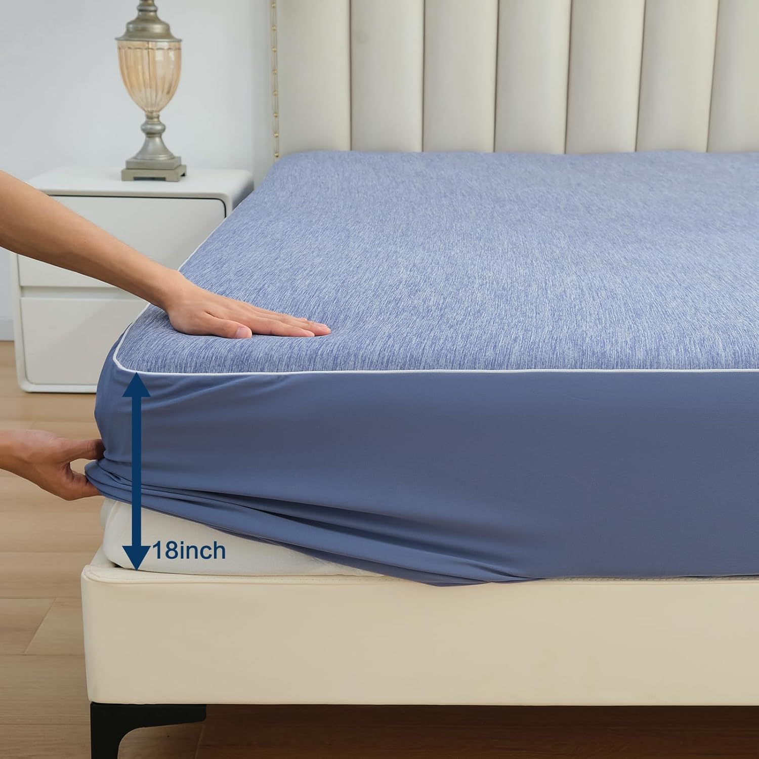 Sábana bajera ajustable de tamaño King para cama matrimonial, material sándwich, sábanas bajeras de tamaño King para comodidad durante toda la