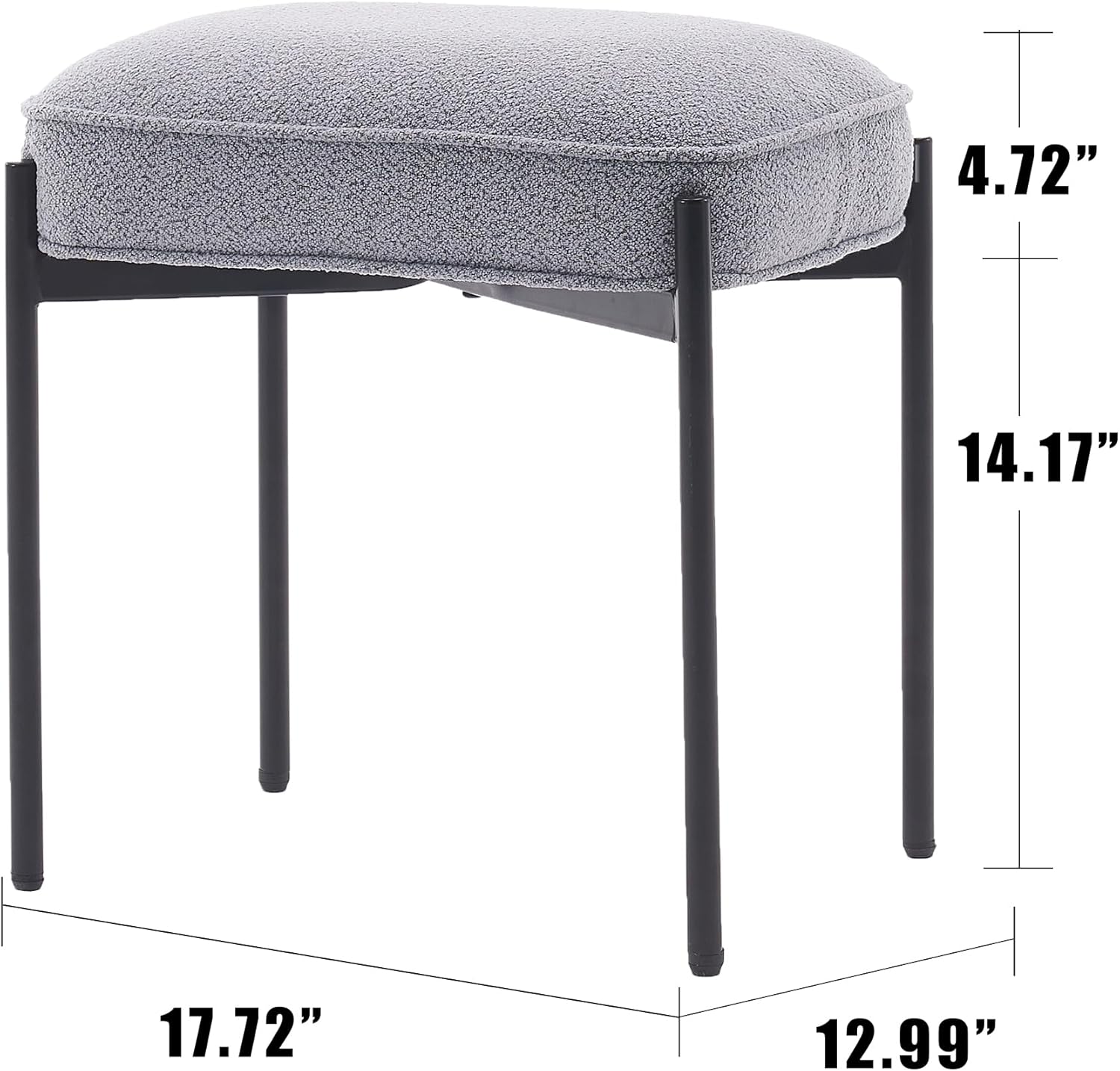 YOUNIKE Cómodo taburete otomano de terciopelo Boucle bohemio pequeño taburete capitonado tapizado para maquillaje con patas de metal, bonito banco
