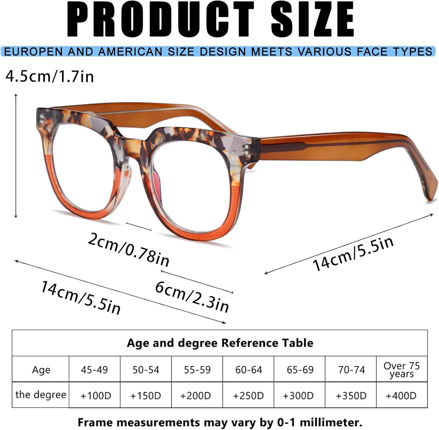 Viseng Gafas de lectura de moda con bloqueo de luz azul cuadrada para mujer del mundo del espectáculo con estilo +2.0 (naranja)