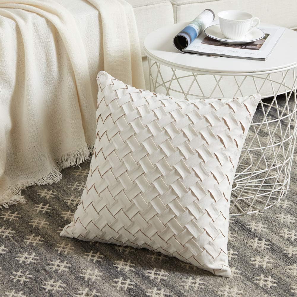 Fancy Homi – Juego de 2 fundas de almohada decorativas con bonito patrón de cesta, gamuza suave, cuadrado, para sofá, dormitorio, coche, sala de