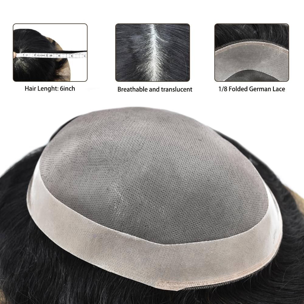 Tupé para hombres, piezas de cabello para hombres, uniones de poliuretano alrededor de cinta fácil para hombre, tupé, negro, gris, marrón, rubio,