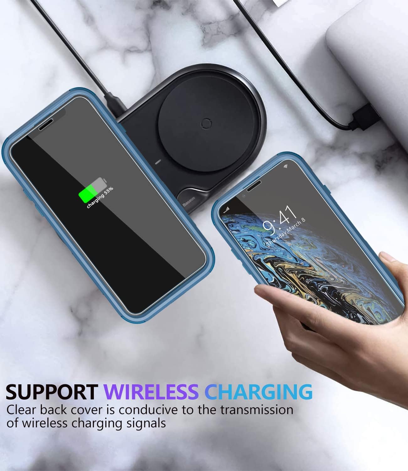 Diverbox Funda para iPhone XiPhone Xs a prueba de golpes a prueba de caídas Protector de pantalla de vidrio templado Funda de protección resistente
