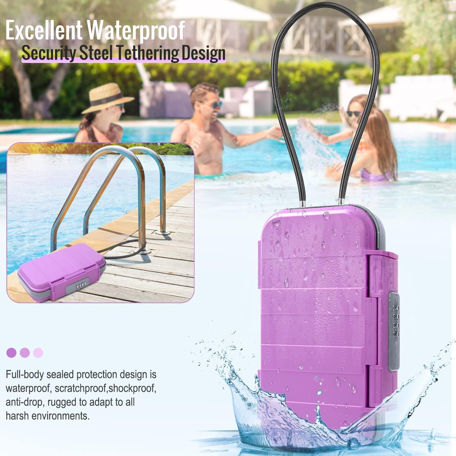 BKNOOU Caja de seguridad de viaje, caja fuerte portátil para viajes, caja de seguridad antirrobo, caja de seguridad para playa, impermeable, pequeña