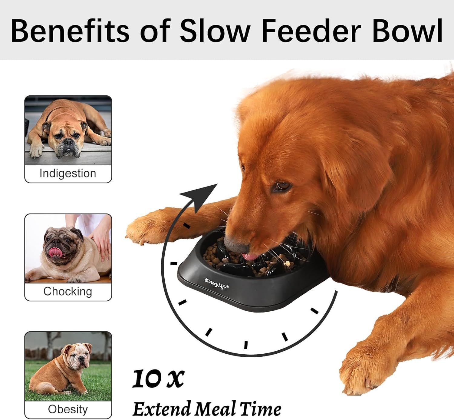 MateeyLife Cuencos de alimentación lenta para perros, rompecabezas antiasfixia, cuencos de comida para perros, cuencos interactivos antideslizantes