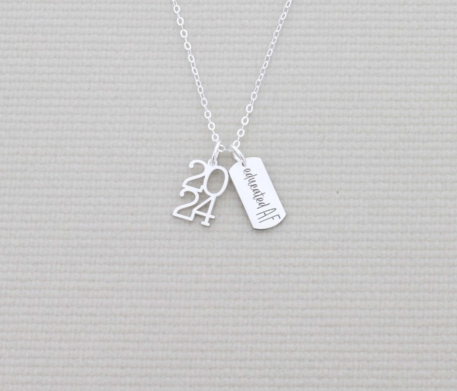 Graduate Gift Custom Senior Year Necklace – IBD – Custom Name or Quote – 14K Gold Filled Sterling Silver Charm