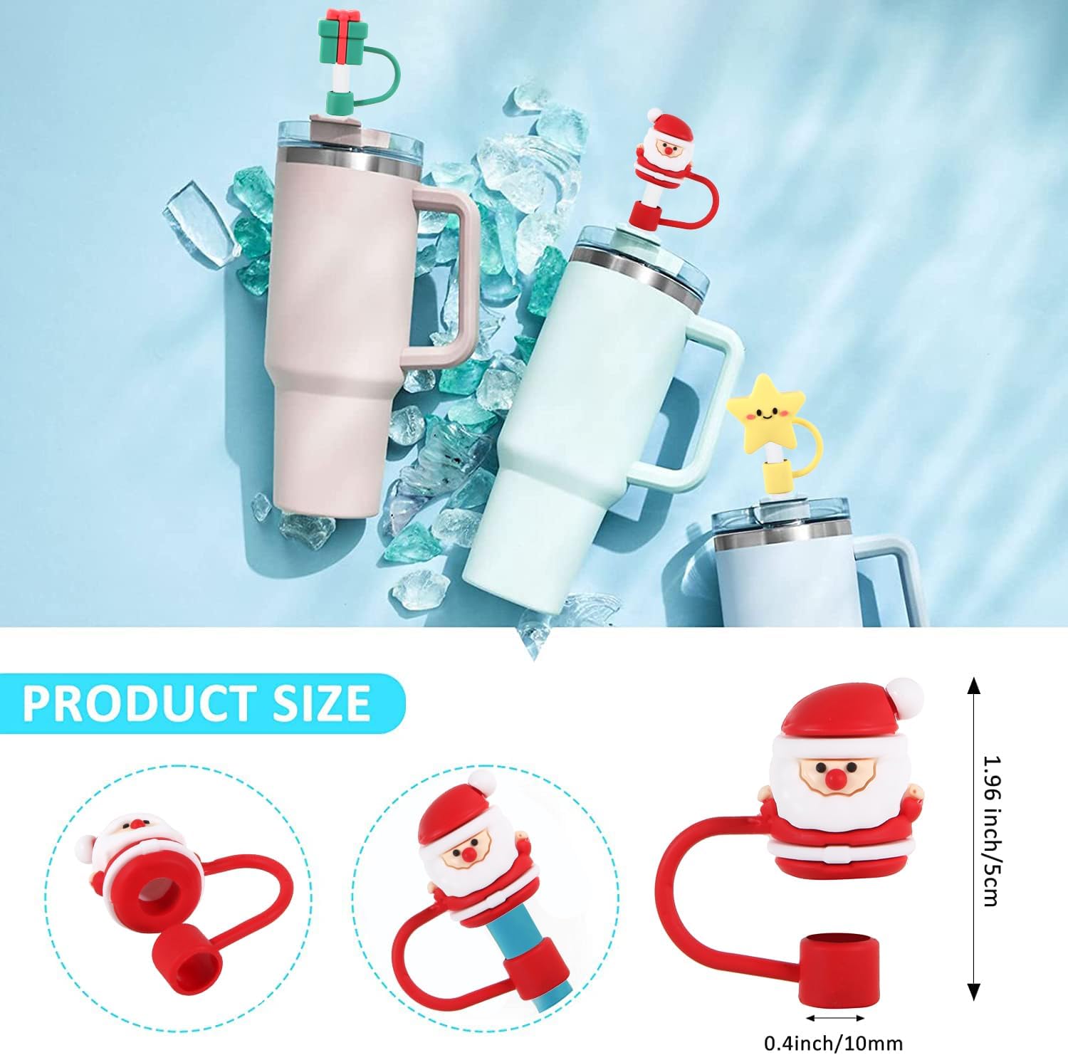 TGML Funda de popote de silicona para Stanley Cup, 10 unidades, adorno de popote compatible con vaso Stanley de 30 onzas y 40 onzas con asa, puntas