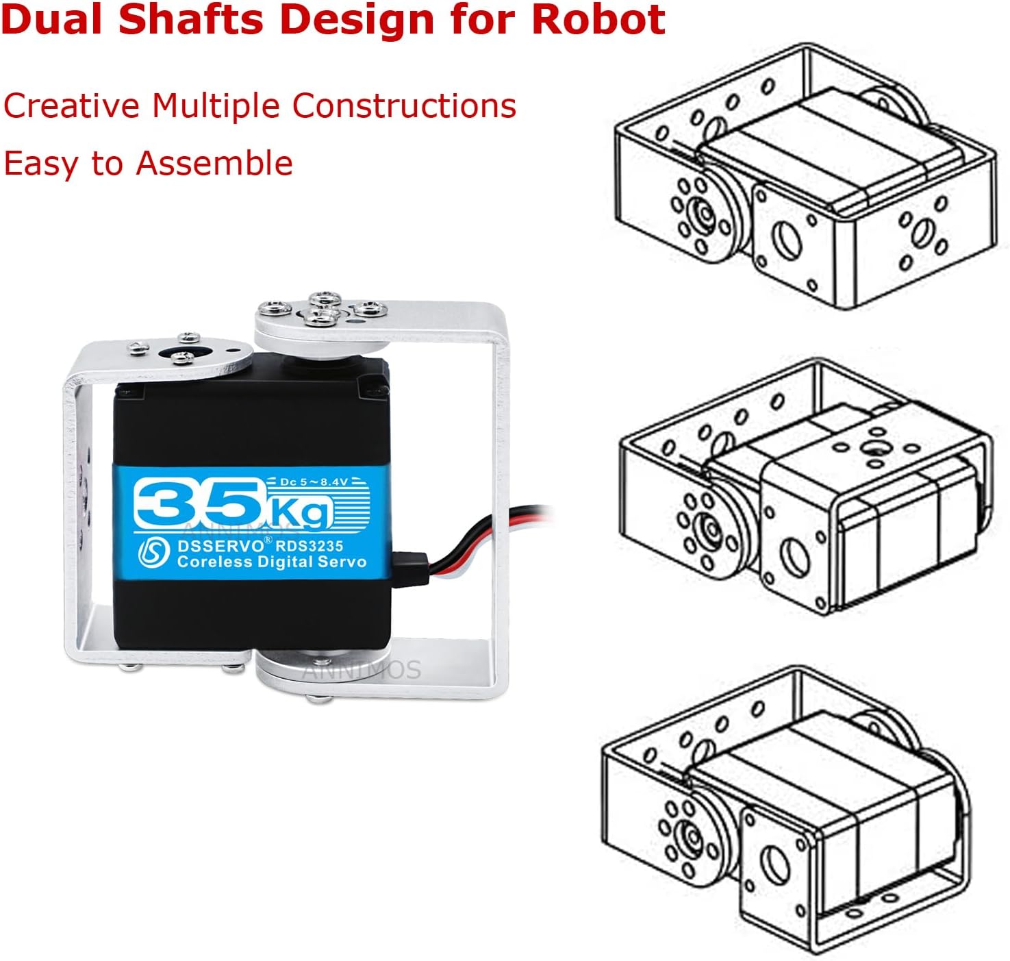 77.2 lbs Robot Servo Coreless Motor High Torque de acero inoxidable Engranaje Servos de dirección digital con soportes de montaje