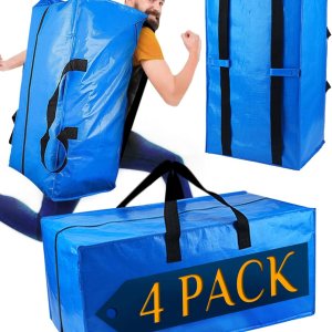 Raydior Heavy Duty Moving bags Storage Totes 4PCS Extra Large Blue Packing Bags Backpack Straps Strong Handles & Zippers College Moving, Laundry Raydior Heavy Duty Moving bags Storage Totes 4PCS Extra Large Blue Packing Bags Backpack Straps Strong Handles & Zippers College Moving, Laundry