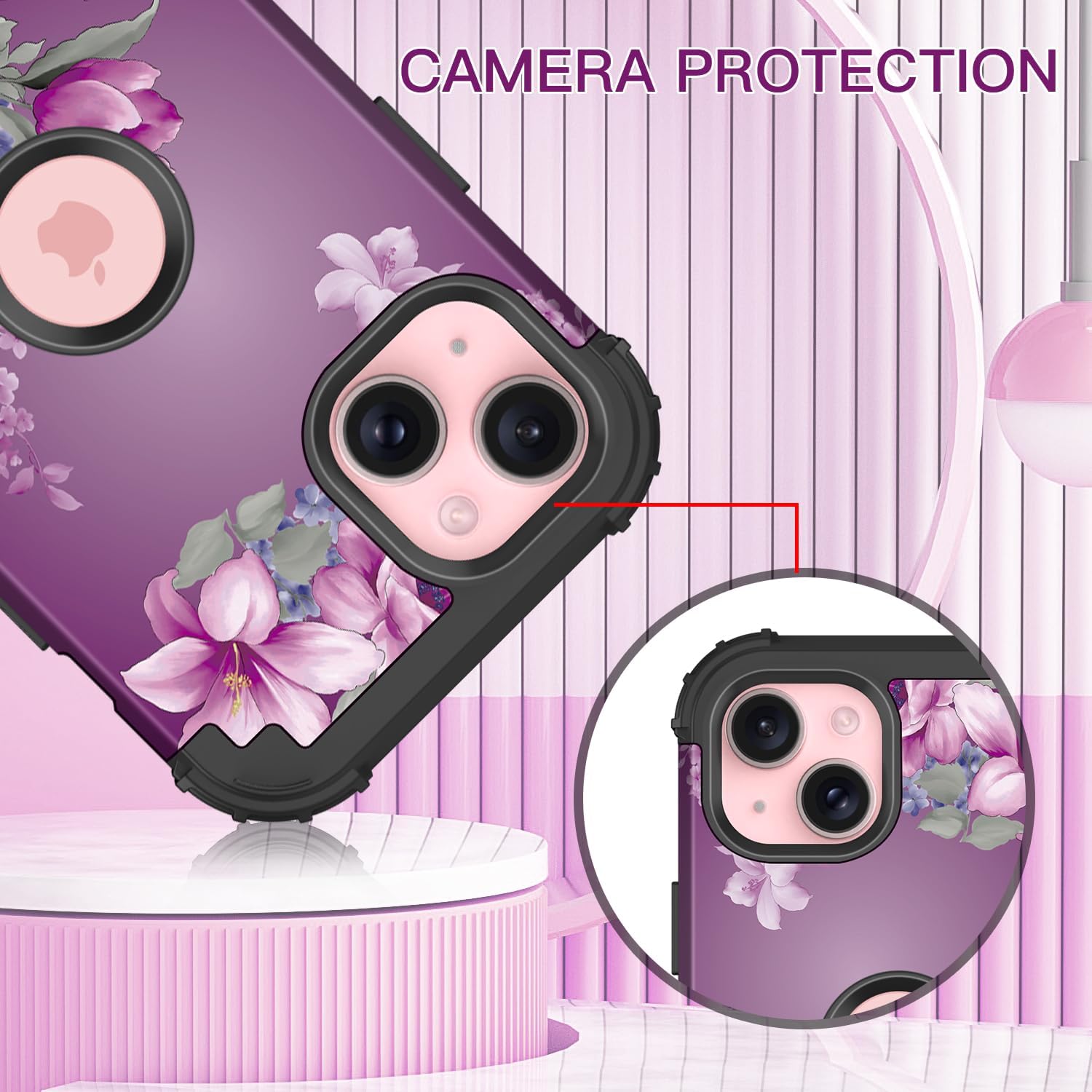 LONTECT Funda para iPhone 15 de tres capas, a prueba de golpes, resistente, de policarbonato duro, resistente, funda protectora de alto impacto,