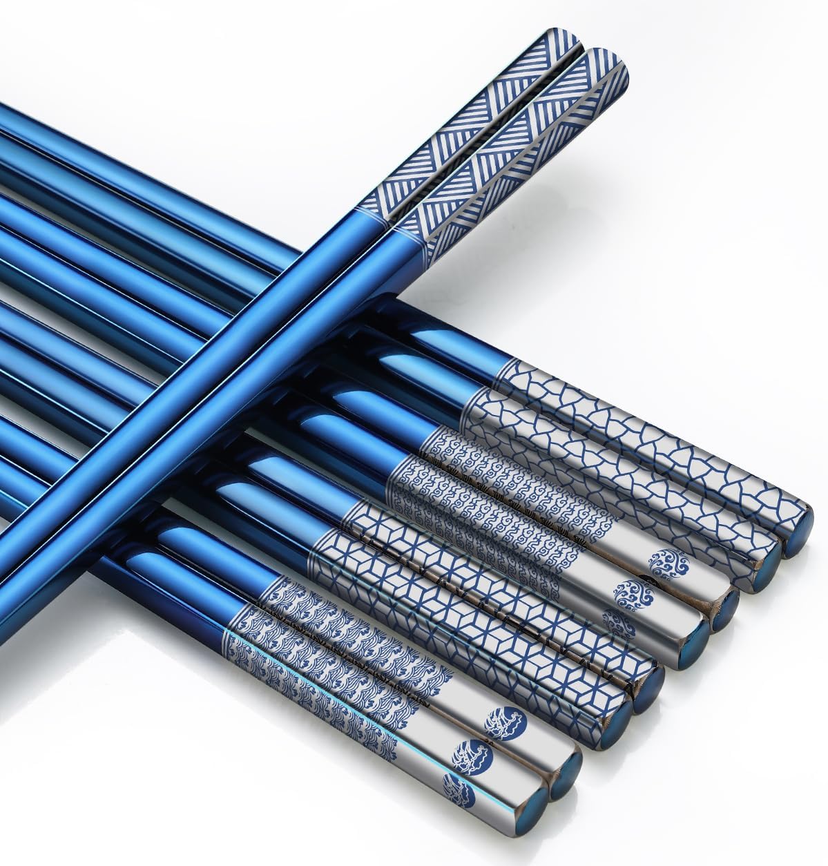 Palillos de metal reutilizables de acero inoxidable 188 grabados con láser, palillos de titanio de alta calidad, aptos para lavavajillas, ligeros,