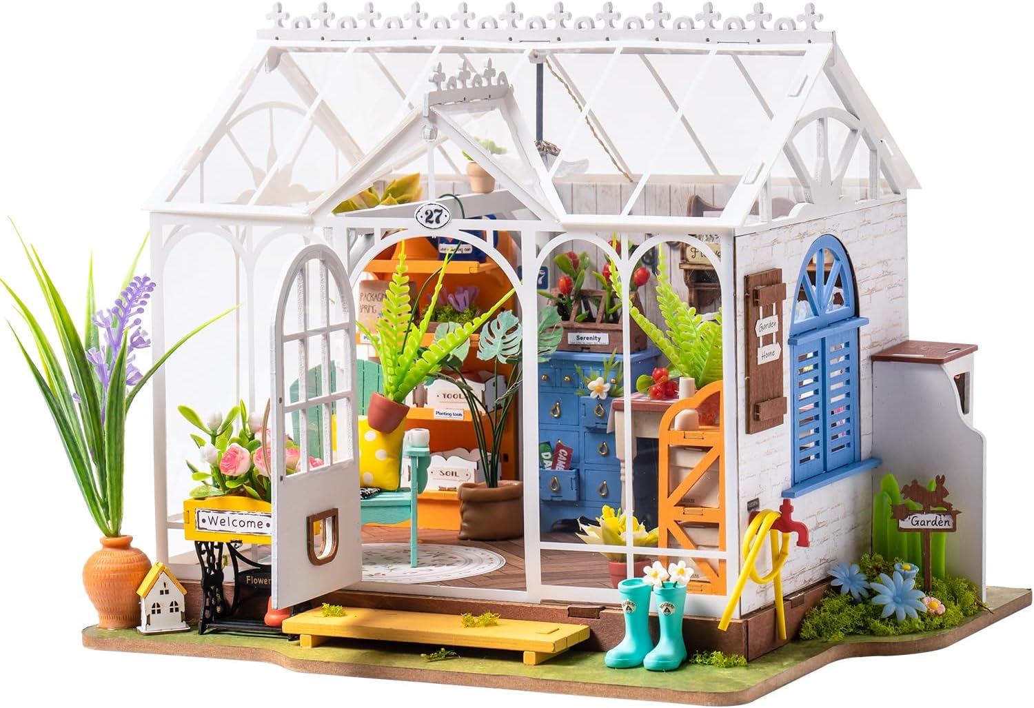 Rowood Kit de casa de muñecas de madera, kit de casa en miniatura para construir para vivir, kit de modelo de artesanía Mayberry Street para adultos